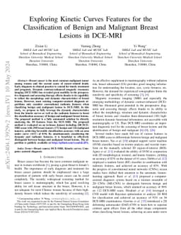 Exploring Kinetic Curves Features for the Classification of Benign and
  Malignant Breast Lesions in DCE-MRI