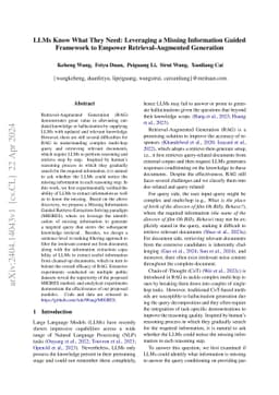 LLMs Know What They Need: Leveraging a Missing Information Guided
  Framework to Empower Retrieval-Augmented Generation