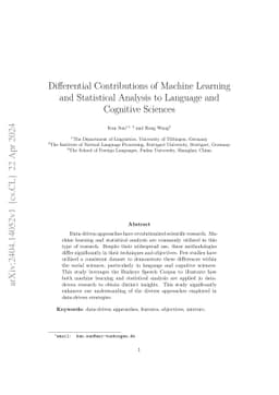 Differential contributions of machine learning and statistical analysis
  to language and cognitive sciences
