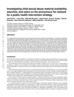 Investigating child sexual abuse material availability, searches, and
  users on the anonymous Tor network for a public health intervention strategy
