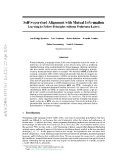 Self-Supervised Alignment with Mutual Information: Learning to Follow
  Principles without Preference Labels