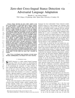 Zero-shot Cross-lingual Stance Detection via Adversarial Language
  Adaptation