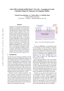 Pre-Calc: Learning to Use the Calculator Improves Numeracy in Language
  Models
