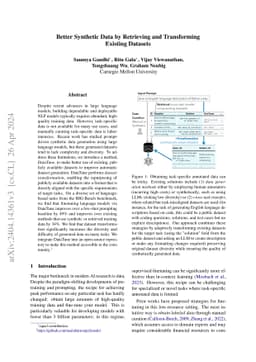 Better Synthetic Data by Retrieving and Transforming Existing Datasets