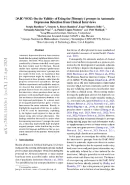 DAIC-WOZ: On the Validity of Using the Therapist's prompts in Automatic
  Depression Detection from Clinical Interviews