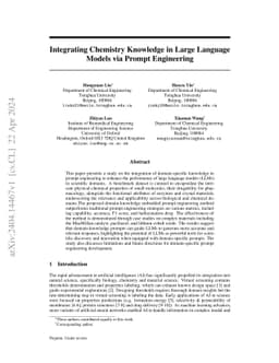 Integrating Chemistry Knowledge in Large Language Models via Prompt
  Engineering