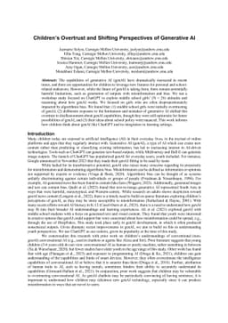 Children's Overtrust and Shifting Perspectives of Generative AI