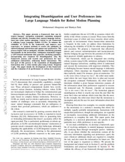 Integrating Disambiguation and User Preferences into Large Language
  Models for Robot Motion Planning