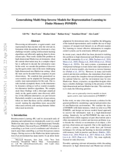 Generalizing Multi-Step Inverse Models for Representation Learning to
  Finite-Memory POMDPs