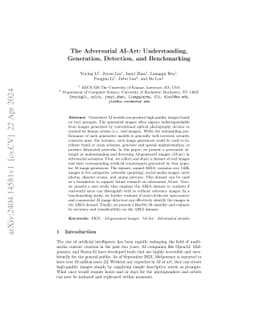 The Adversarial AI-Art: Understanding, Generation, Detection, and
  Benchmarking