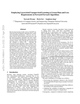 Employing Layerwised Unsupervised Learning to Lessen Data and Loss
  Requirements in Forward-Forward Algorithms