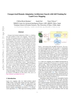 Unsupervised Domain Adaptation Architecture Search with Self-Training
  for Land Cover Mapping