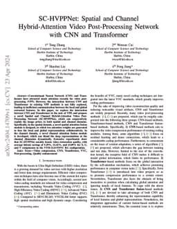 SC-HVPPNet: Spatial and Channel Hybrid-Attention Video Post-Processing
  Network with CNN and Transformer