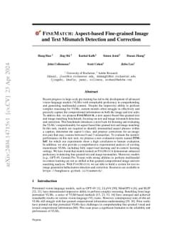 FINEMATCH: Aspect-based Fine-grained Image and Text Mismatch Detection
  and Correction