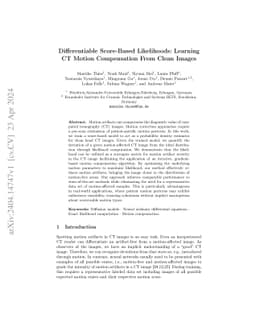 Differentiable Score-Based Likelihoods: Learning CT Motion Compensation
  From Clean Images