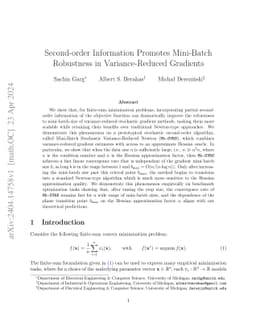 Second-order Information Promotes Mini-Batch Robustness in
  Variance-Reduced Gradients