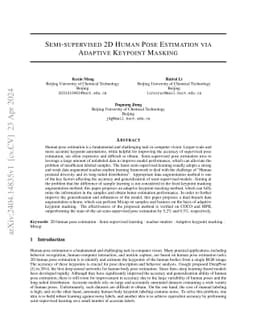 Semi-supervised 2D Human Pose Estimation via Adaptive Keypoint Masking