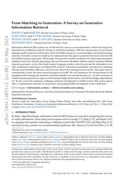 From Matching to Generation: A Survey on Generative Information Retrieval