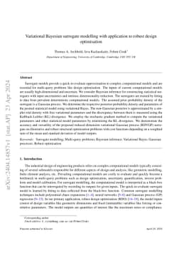 Variational Bayesian surrogate modelling with application to robust
  design optimisation