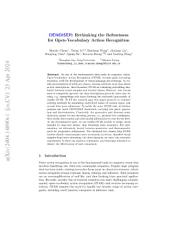 DENOISER: Rethinking the Robustness for Open-Vocabulary Action
  Recognition