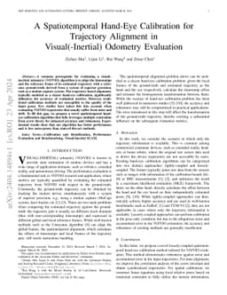 A Spatiotemporal Hand-Eye Calibration for Trajectory Alignment in
  Visual(-Inertial) Odometry Evaluation