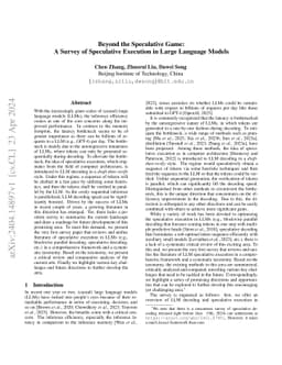 Beyond the Speculative Game: A Survey of Speculative Execution in Large
  Language Models