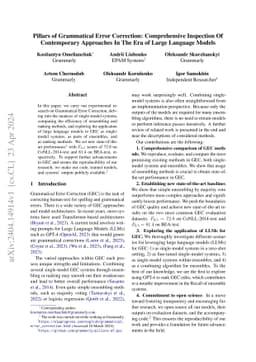 Pillars of Grammatical Error Correction: Comprehensive Inspection Of
  Contemporary Approaches In The Era of Large Language Models