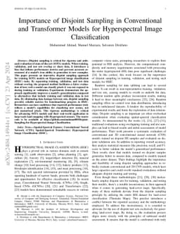 Importance of Disjoint Sampling in Conventional and Transformer Models
  for Hyperspectral Image Classification