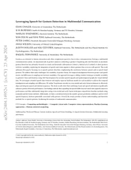 Leveraging Speech for Gesture Detection in Multimodal Communication