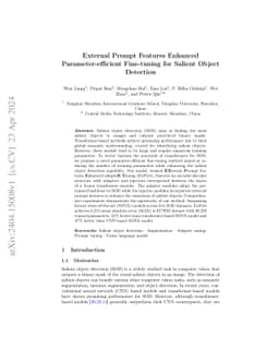 External Prompt Features Enhanced Parameter-efficient Fine-tuning for
  Salient Object Detection