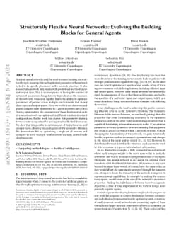 Structurally Flexible Neural Networks: Evolving the Building Blocks for
  General Agents