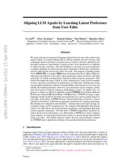 Aligning LLM Agents by Learning Latent Preference from User Edits