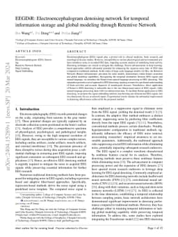 EEGDiR: Electroencephalogram denoising network for temporal information
  storage and global modeling through Retentive Network