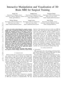 Interactive Manipulation and Visualization of 3D Brain MRI for Surgical
  Training