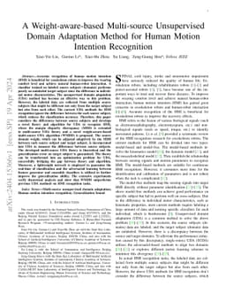 A Weight-aware-based Multi-source Unsupervised Domain Adaptation Method for Human Motion Intention Recognition