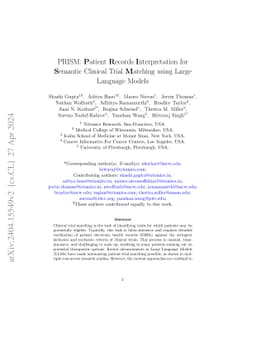 PRISM: Patient Records Interpretation for Semantic Clinical Trial
  Matching using Large Language Models