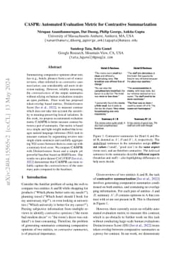 CASPR: Automated Evaluation Metric for Contrastive Summarization
