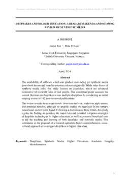 Deepfakes and Higher Education: A Research Agenda and Scoping Review of
  Synthetic Media