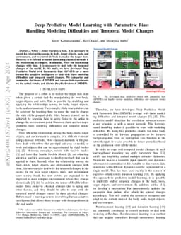 Deep Predictive Model Learning with Parametric Bias: Handling Modeling
  Difficulties and Temporal Model Changes