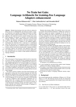 No Train but Gain: Language Arithmetic for training-free Language
  Adapters enhancement