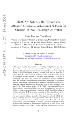 SRAGAN: Saliency Regularized and Attended Generative Adversarial Network for Chinese Ink-wash Painting Generation