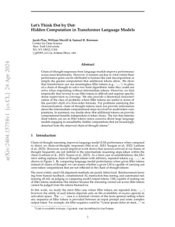 Let's Think Dot by Dot: Hidden Computation in Transformer Language
  Models