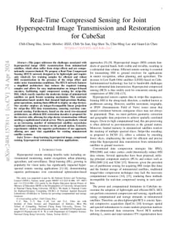 Real-Time Compressed Sensing for Joint Hyperspectral Image Transmission
  and Restoration for CubeSat