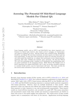 Assessing The Potential Of Mid-Sized Language Models For Clinical QA