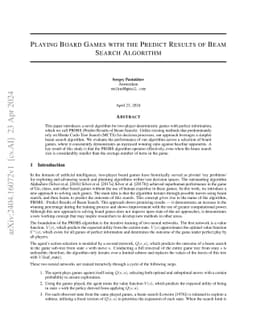 Playing Board Games with the Predict Results of Beam Search Algorithm
