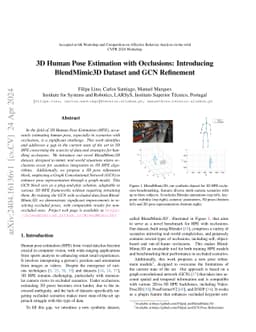 3D Human Pose Estimation with Occlusions: Introducing BlendMimic3D
  Dataset and GCN Refinement