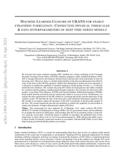 Machine-Learned Closure of URANS for Stably Stratified Turbulence:
  Connecting Physical Timescales & Data Hyperparameters of Deep Time-Series
  Models