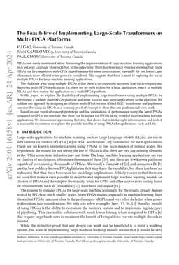 The Feasibility of Implementing Large-Scale Transformers on Multi-FPGA
  Platforms