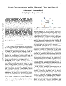 A Game-Theoretic Analysis of Auditing Differentially Private Algorithms
  with Epistemically Disparate Herd