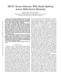 SECO: Secure Inference With Model Splitting Across Multi-Server
  Hierarchy
